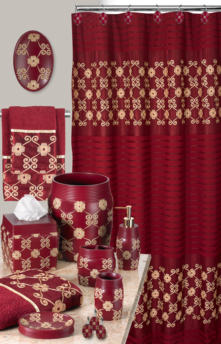 Popular Bath Elegant Rose 3-piece Bath Towel Set Color: Burgundy and Gold