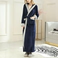 thumbnail image 2 of Women's Long-sleeved Thick Flannel Robe With Hood Winter Warm Plus Velvet Pajamas, 2 of 7