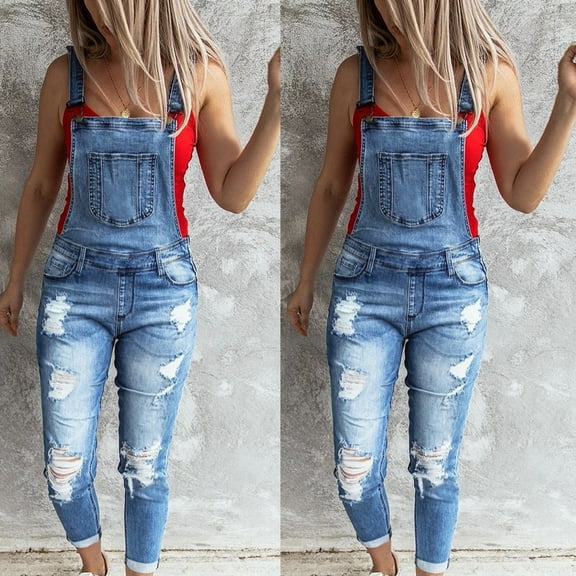 GZWYHT Rompers for Women Overalls for Women Womens Casual Classic Blue Daily Vintage Denim Long Pants Jumpsuit Lounge Sets for Women Casual Jumpsuits for Women Blue L