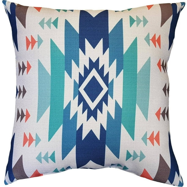 Mainstays Southwest Print Decorative Throw Pillow, 18" x 18", Indigo