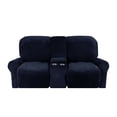thumbnail image 3 of Housse de Causeuse Inclinable 2024 avec Housse pour Console Centrale, Housse Extensible en Velours 8 Pcs pour Canapé Inclinable 2 Places, Bleu Paon, 3 of 13
