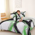 thumbnail image 4 of Homewish Swirl Lines Queen Comforter Set,Abstract Geometric Comforter Sets Queen,Green Black,Light Gray Reversible,3 Pieces,1 Comforter and 2 Pillowcases, 4 of 7