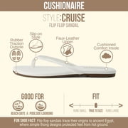 Cushionaire Cruise Lightweight Minimalist Womens Flip Flops - Comfortable Beach Sandals for Women with Cushioned Footbed & Flexible Slip On Design, Casual Vacation Essentials