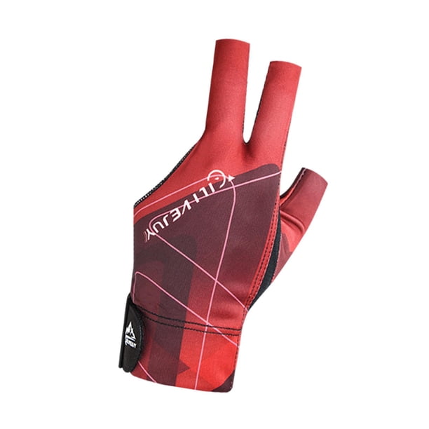 Guante de billar Zulema antideslizante 3 dedos Negro Rojo