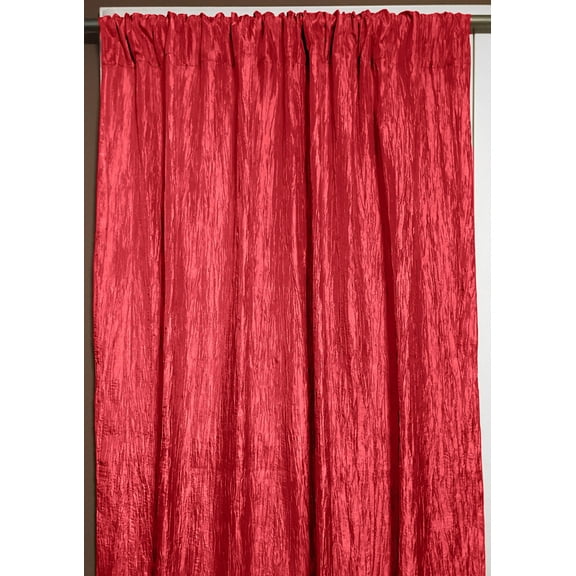 Crinkle Taffeta Crushed Pattern Single Curtain Panel 54 Inch Wide Red