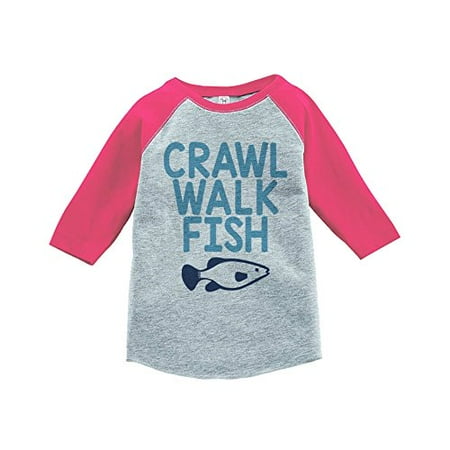 

7 ate 9 Apparel Kids Crawl Walk Fish Pink Baseball Tee
