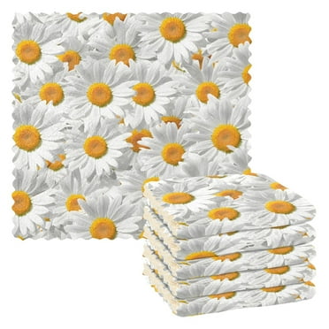 6 Packs Cute Little Daisies Kitchen Dish Towels Soft Absorbent Dish Cloths 11"x11"