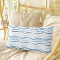 thumbnail image 4 of Blue Stripes Pillow Covers, Linen Long Throw Pillow Case, Modern Gradient Abstract Ocean Waves Lines Holiday Pillow Protector Decorative Cushion Cover for Living Room/Bedroom 20" x 36", 4 of 8