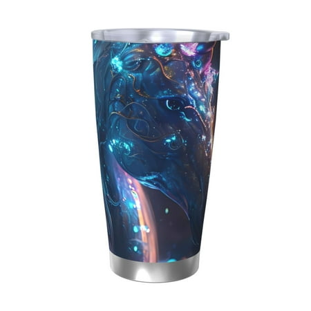 

Salouo Crystal Pattern White Horse Print 20oz Tumbler with Lid Stainless Steel Vacuum Insulated Tumbler Durable Insulated Coffee Mug Thermal Cup with Splash Proof Sliding Lid-Without Straw