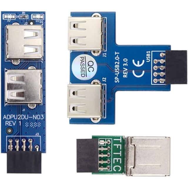 HUGFEGWE USB 2.0 Front Panel Adapter 3pcs/Set Extend Motherboard 9Pin/10Pin Female to Dual USB Standard-A Female Vertical Horizontal Angled 90 Degree Header Extension Adapter CJ25311-5253