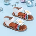 thumbnail image 5 of enyan Toddler Girl Summer Shoes Girls Genuine Leather Soft Closed Toe Princess Flat Shoes Summer Sandals(Toddler/Little Kid),White,Size 8, 5 of 7