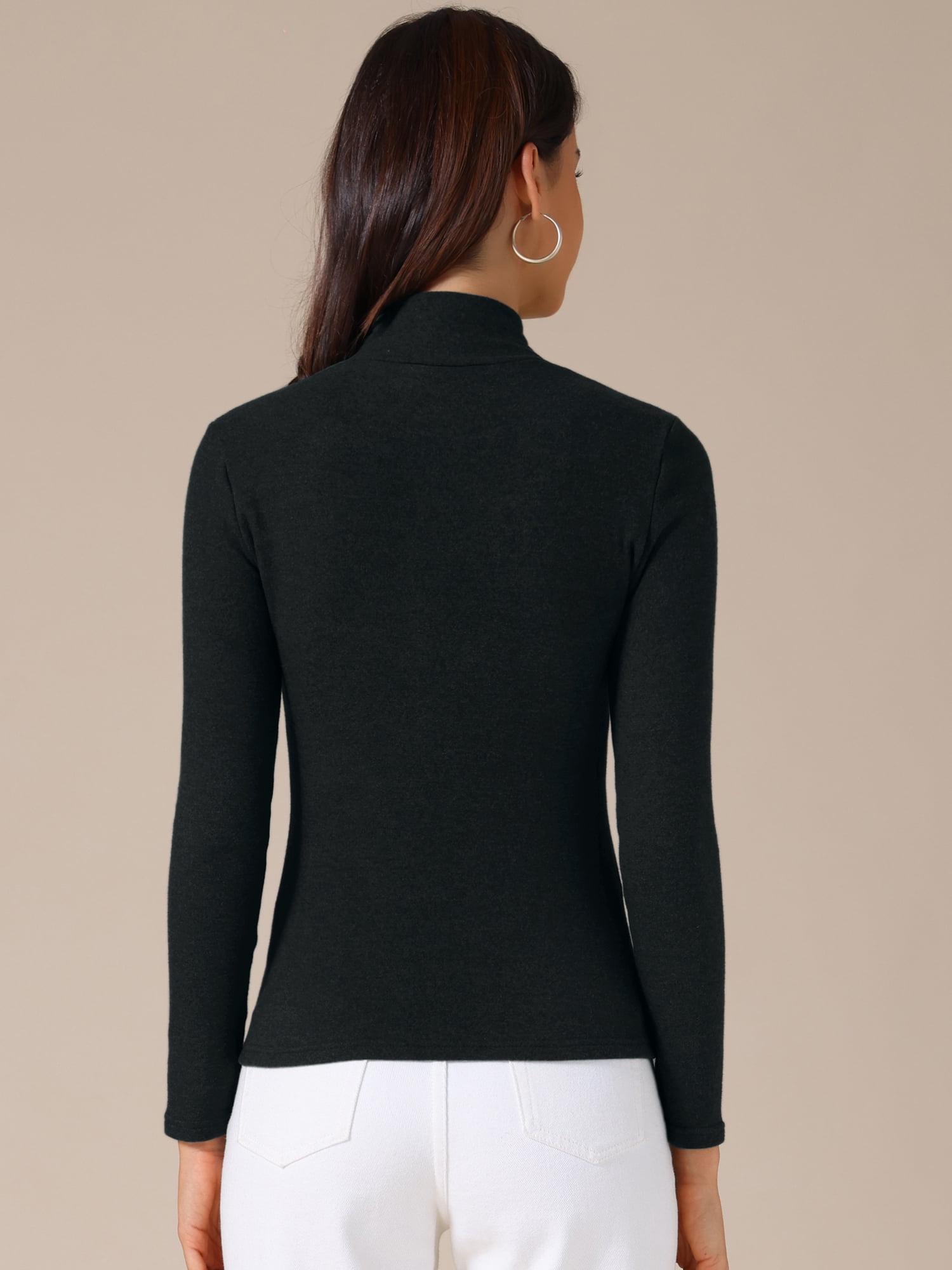 DARING DIVA Women's Basic Long Sleeve Solid Color Thermal Shirts XS Black