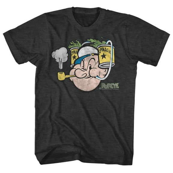 Popeye Spinach Black Heather Adult T-Shirt