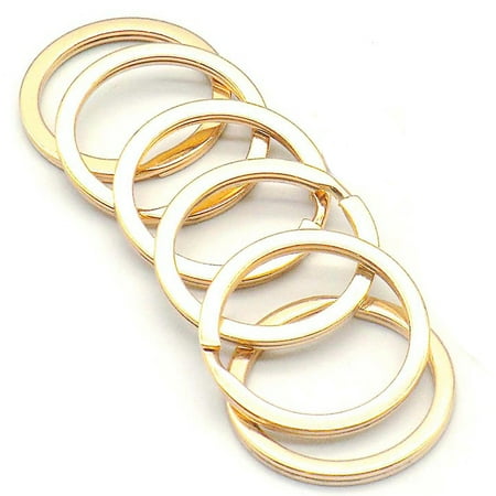 100Pcs Key Chain Key Ring Round Flat Line Pet Collar Keychain Holder for Jewelry ID Tag Making Wholesale DIY Day Gift Accessorie (Gold No Ring Diameter 30mm-100pcs)