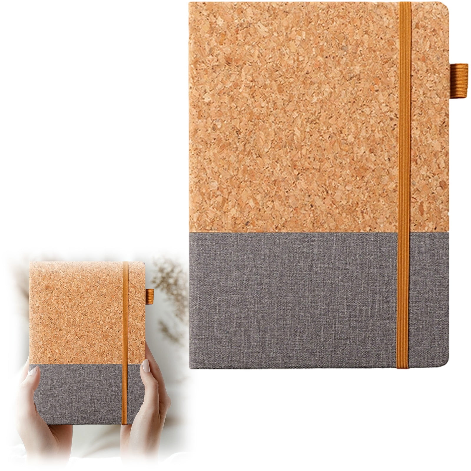 VKLU 4 Pack Cork and Leather Patchwork Journals, 8.5" x 5.7" Hardcover Notebook Set for Academic Year Planning and Professional Organizing, All Colors