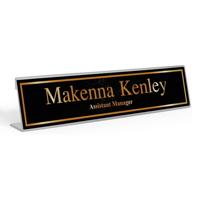 Printtoo Personalized Desk Name Plate Pretty Gradiant Gold Custom Acrylic Office Desk Name Plate Accessory 2x8 Inches
