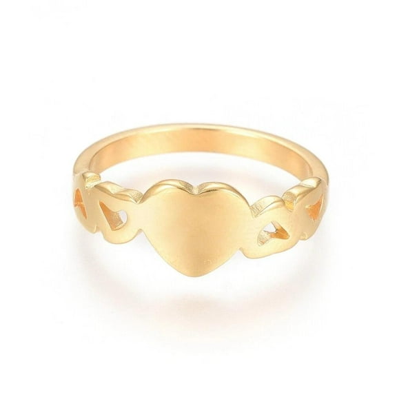 Valentine'S Day 304 Stainless Steel Ring Heart Gold Size 5~9 15~19Mm Z682