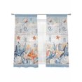 thumbnail image 7 of Orange Blue Starfish Coastal Sheer Curtains 63 Inch Length 2 Panels Set, Beach Nautical Coral Shell Vintage Voile Window Treatment Curtains Sheers Drapes for Bedroom/Living Room/Kitchen 52x"63"x2, 7 of 7