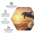 thumbnail image 3 of Honeii Sunset Dancing Dolphin A print Leather Coaster Set of 4, ideal for safeguarding your furniture from drinks spills and effortless cleanup-Hexagon, 3 of 6