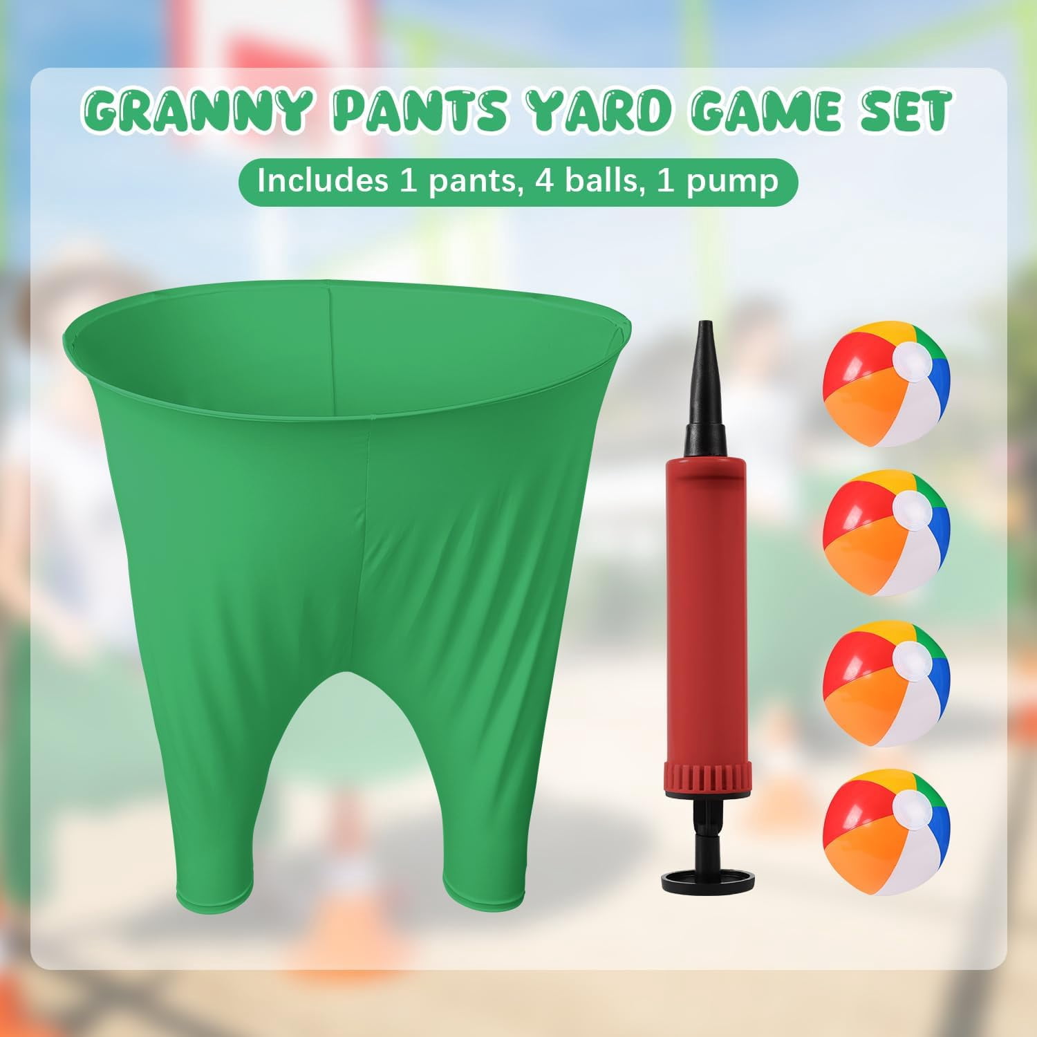 Granny Pants Yard Game, Oversized Granny Pants Outdoor Game with 4 Bouncy Balls and 1 Pump, Yard Party Family Reunion Games & Team Games for Adults