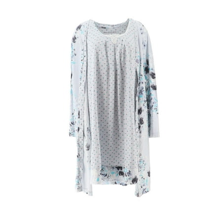 Carole Hochman Floral Cotton Jersey Robe& Chemise Set A346798