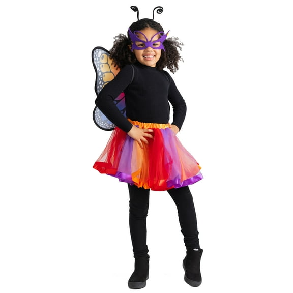 Dress Up America Butterfly Costume for Girls - Butterfly Wings, Headband, Mask and Tutu Set for Kids