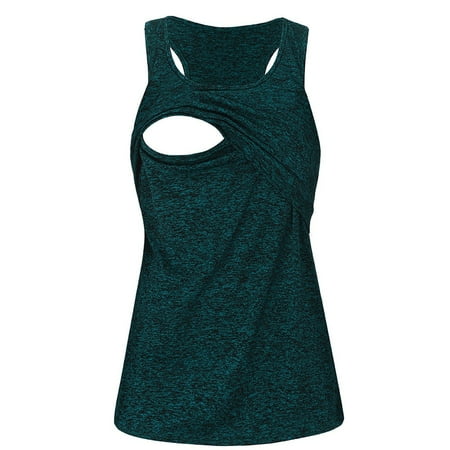 DQRPSEETB Flowy Tank Tops for Women Women Maternity Loose Comfy Pull-up Nursing Tank Tops Vest Breastfeeding Shirt Cami with Built in Bra