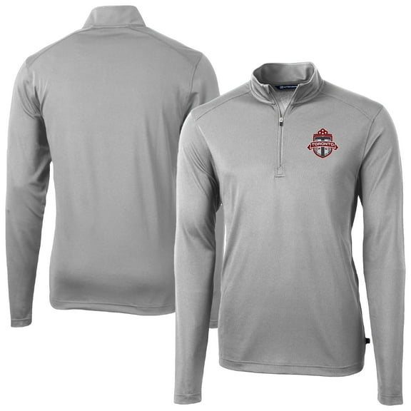 Men's-Cutter & Buck  Gray Toronto FC Big & Tall Virtue Eco Pique Recycled Quarter-Zip Top