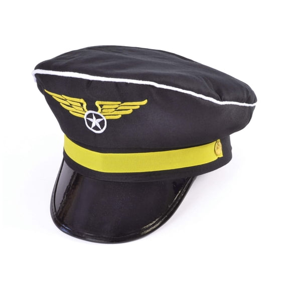 Pilot Hat Hats Unisex One Size Adult Black Fancy Dress Party Book Week Halloween