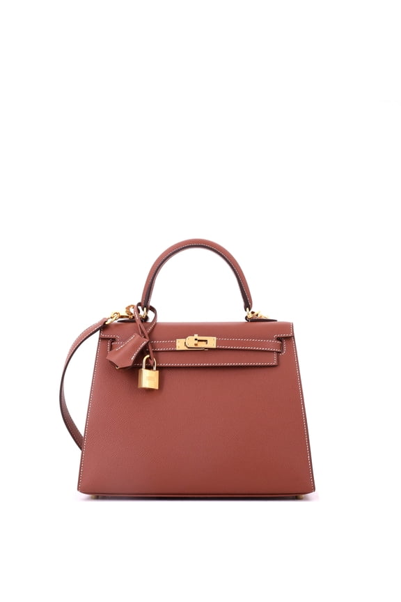 Pre-Owned Kelly Handbag Sienne Epsom with Gold Hardware 25 By Rebag