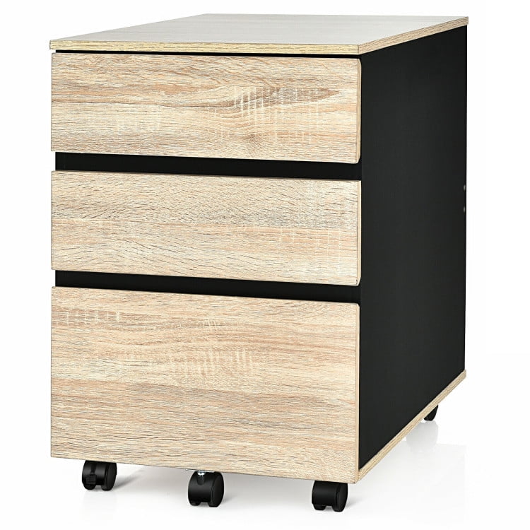 Demi Bonn 3-Drawer Mobile File Cabinet with 5 Universal Casters for Home Office, Beige