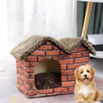 thumbnail image 4 of Pet Bed House Double Roof Red Brick House Covered Dog Bed House Shape Nonslip, 4 of 8
