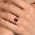 thumbnail image 4 of Gem Stone King PLAT-900 Platinum Red Created Ruby Engagement Ring for Women | 2.80 Cttw | Emerald Cut 9X7MM | Gemstone July Birthstone | Size 5, 4 of 6