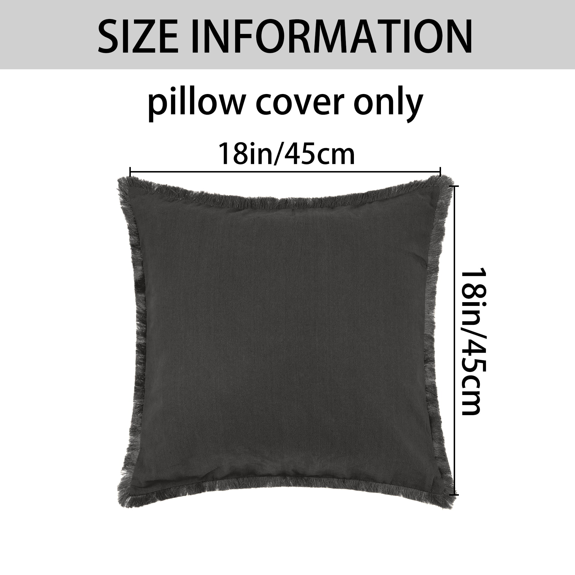 Unique Bargains 2 Pcs Cotton Decorative Throw Pillow Cover with Tassel Trim for Couch Bed Gray 16" x 16"