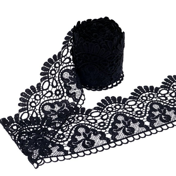 IDONGCAI Venice Lace Trim Lace Edge Trim Floral Venice Lace Ribbon Embroidered Lace Wedding Applique DIY Sewing Crafts(Black)