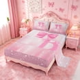 thumbnail image 2 of meiyoeat Girly Coquette Bow Queen Sheets For Kids,Pink Sequin Alphabet Print B Queen Sheet Sets For Bowtie Lovers,4Pcs, 2 of 6
