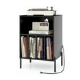 thumbnail image 2 of Resenkos Record Player Stand with Record Storage Shelf and Charging Station-Black, Nightstand Small Side Table, End Table for Bedroom Living Room, 2 of 7