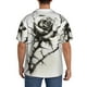 thumbnail image 3 of Fotbe Black And White Rose Camisa Estampada de Manga Corta para Hombre, Casual de Verano, Estilo Playero, Sin Arrugas-Small, 3 of 5