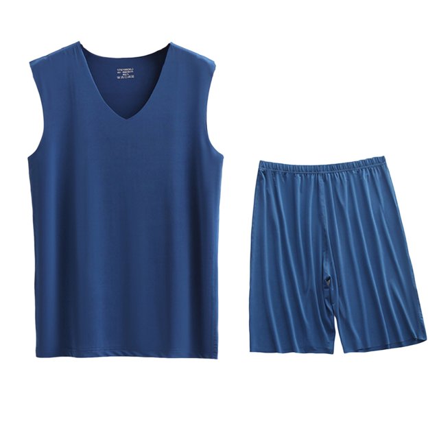 Conjunto Deportivo de los Hombres, Moda Casual de Color Sólido Cuello en V sin Mangas de Elasticidad Superior para el Desgaste Al Aire Libre, Traje Atlético de Humedad