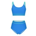 thumbnail image 4 of Efsteb Womens High Waisted Bikini Bottoms Women's High Waisted Bikini Sets Sporty Two Piece Swimsuits Color Block Cheeky High Cut Bathing Suits (Blue,L), 4 of 7