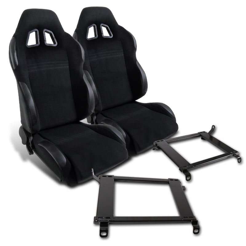 2 BLACK PVC LEATHER RECLINABLE RACING SEATS FOR ALL ACURA 