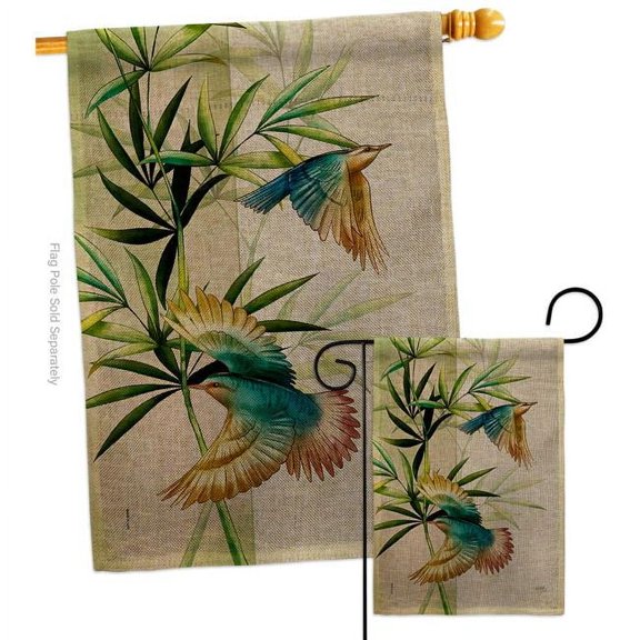 Breeze Decor S120265-DB Asian Blossom Birds Animals Bird 28 x 40 in. Double-Sided Decorative Vertical House Flags Set for Decoration Banner Garden Yard Gift