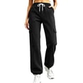 thumbnail image 3 of Oksale Low Rise Sweatpants for Women with Pockets Elastic Drawstring Waisted Petite Cargo Sweat Pants Casual Loose Comfy Joggers for Running Black S, 3 of 8
