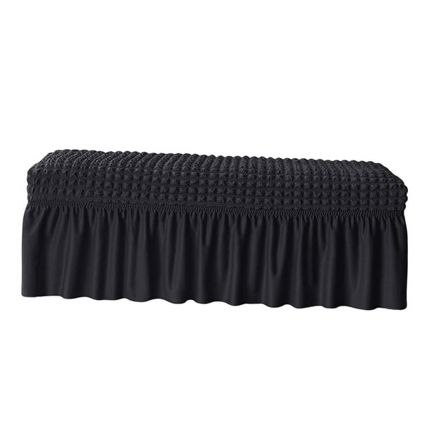 Funda de banco de seersucker, funda de banco, diseño de falda, funda rectangular larga para silla Negro
