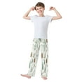 thumbnail image 3 of Kids' Pajama Pants Soft Relaxed Fit Sleep Pants Lounge Pants with Pockets Green Leaves and Pine Cones Small, 3 of 9