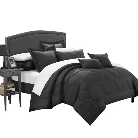 Dinarelle Donna Jacquard Comforter Bed In A Bag King, Queen & Twin Black