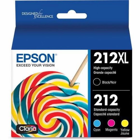 Epson T212 Black and Colour Combo Ink Cartridge, 4/Pack, High Capacity (T212XL-BCS)