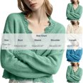 thumbnail image 3 of Ndbuld Womens Tops Long Sleeve Women Solid Color Long Sleeve V Neck Button Down Knit Cardigan Top,White,Free Size, 3 of 5