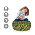 thumbnail image 2 of Tropic Storage Toy Bag Chair, Safari Jungle Wild JaguarsWalking in Rainforest Plants Monstera Exotic, Stuffed Animal Organizer Washable Bag, Large Size, Pale Earth Yellow Green, by Ambesonne, 2 of 3
