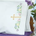 Jack Dempsey Stamped Pillowcases - Long Stem Rose Design - White Perle Edge - 2 Pack